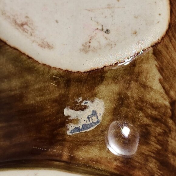 Hand Painted Ceramic Dutch Clog Whindmill Planter Shoe Brown Gold Vintage Japan - Picture 5 of 10